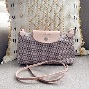 Longchamp Le Pliage Nylon Mini Crossbody Bag, Dandy Print, Ivory/Pink, EUC